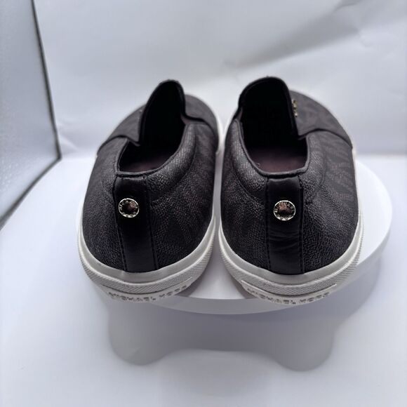 Michael Kors Keaton MK Signature Logo Flat Slip-On Brown Sneakers Women Size 8M - Picture 4 of 8